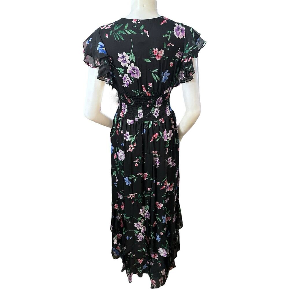 Shoshanna Women Black Floria Multi Soiree Floral Romantic Long Dress Size 2 - Picture 4 of 9